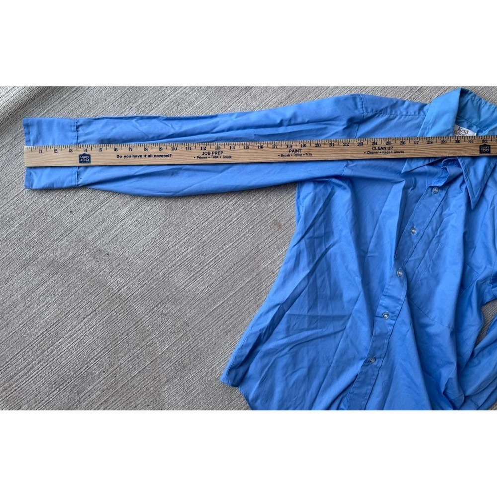 Vintage Arrow Kent Collection Shirt Mens 14.4 -32 Blue Button Up Long Sleeve 70s - Picture 10 of 12